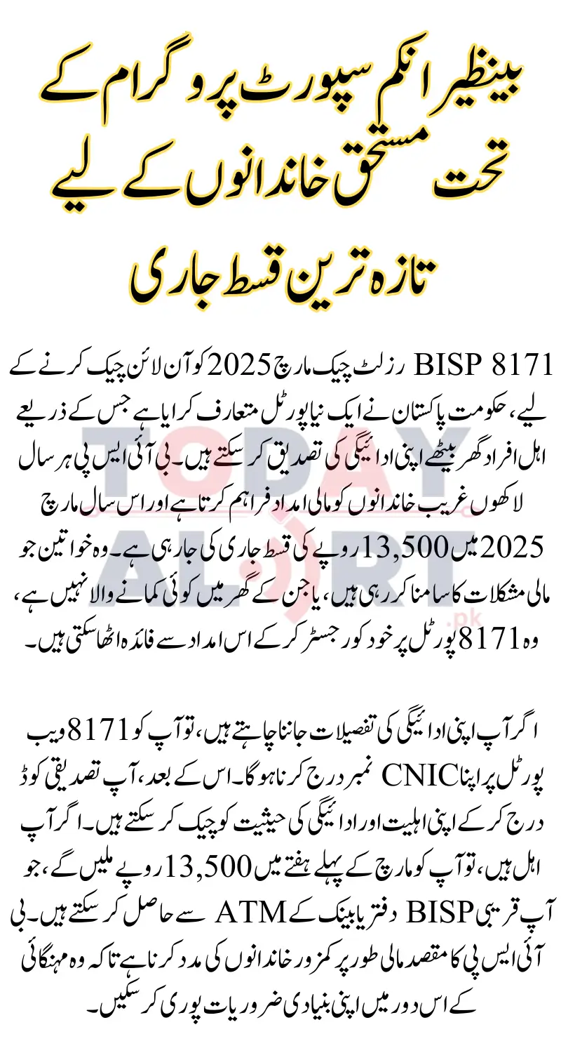 BISP 8171 Result Check Online By CNIC For April 2025 Payment