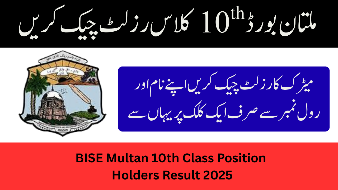 BISE Multan 10th Class Position Holders Result 2025